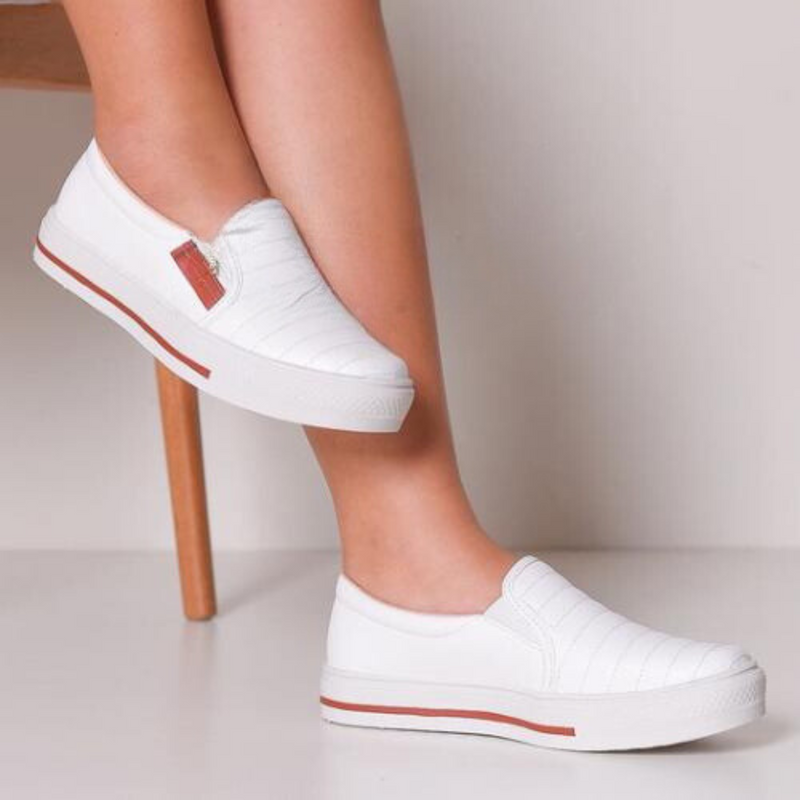 2 pares Sapatênis Feminino Casual Confort Slip On Com Zíper