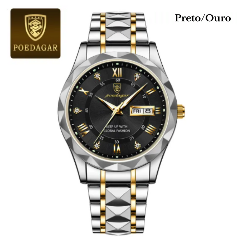 Relógio Quartzo em Aço Inoxidável (Luxo)