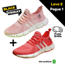 2 Pares Tênis New Fast Pró - Exclusivo 2024 (Rosa + Vermelho)