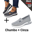 2 pares Ultra Comfort Ortopédico Calce Fácil + Palmilha grátis Chumbo + Cinza