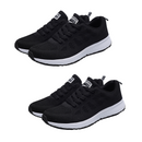 2 Pares Tenis Ortopédico Confort Running (Preto+Preto) + Palmilha Tecnológica Grátis