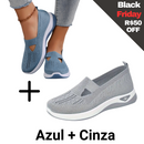 2 pares Ultra Comfort Ortopédico Calce Fácil + Palmilha grátis Azul + Cinza