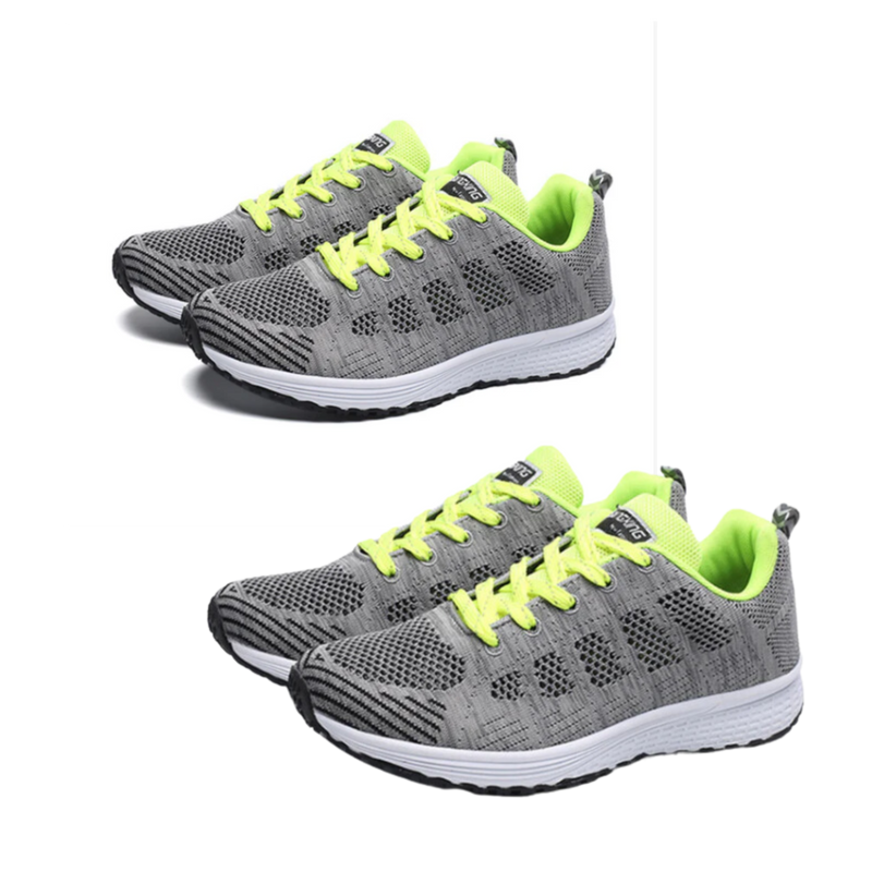 2 Pares Tenis Ortopédico Confort Running (Verde+Verde) + Palmilha Tecnológica Grátis