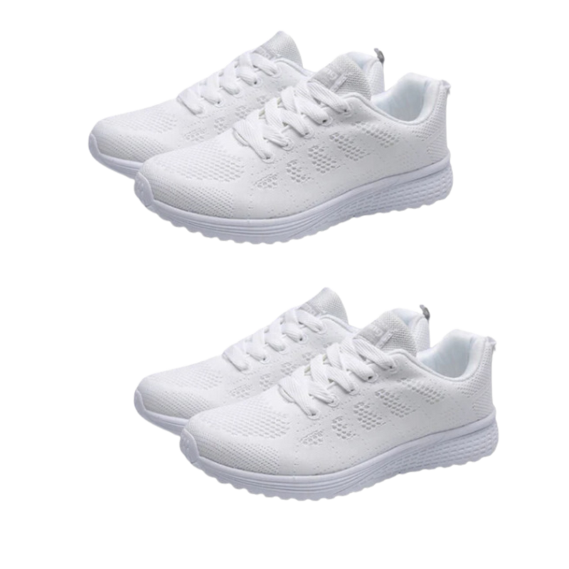 2 Pares Tenis Ortopédico Confort Running (Branco + Branco) + Palmilha Tecnológica Grátis