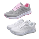 2 Pares Tenis Ortopédico Confort Running (Branco + Cinza c/ Rosa) + Palmilha Tecnológica Grátis