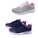 2 Pares Tenis Ortopédico Confort Running (Azul+Cinza c/ Rosa) + Palmilha Tecnológica Grátis