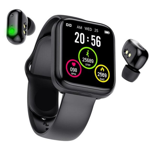 SmartWatch Inteligente 2 em 1 com Fones de Ouvido sem fio Bluetooth